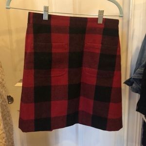 JCrew Buffalo check wool lined Sz 00 skirt